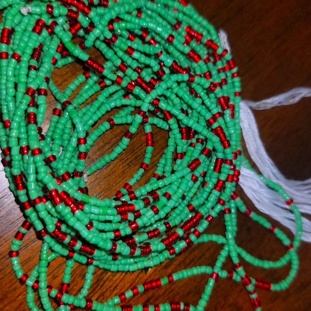Beautiful Green/ Red Belly Chain Waistbeads